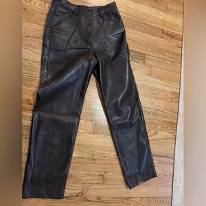 Aritzia Wilfred Brown Leather Pants